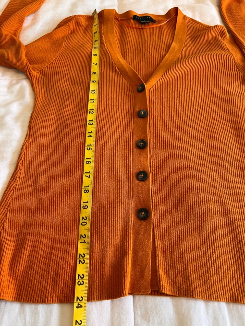 Sanctuary Off-Duty Ribbed Cardigan V-Neck Button Front Orange SmallY2K Spring - Picture 11 of 11
